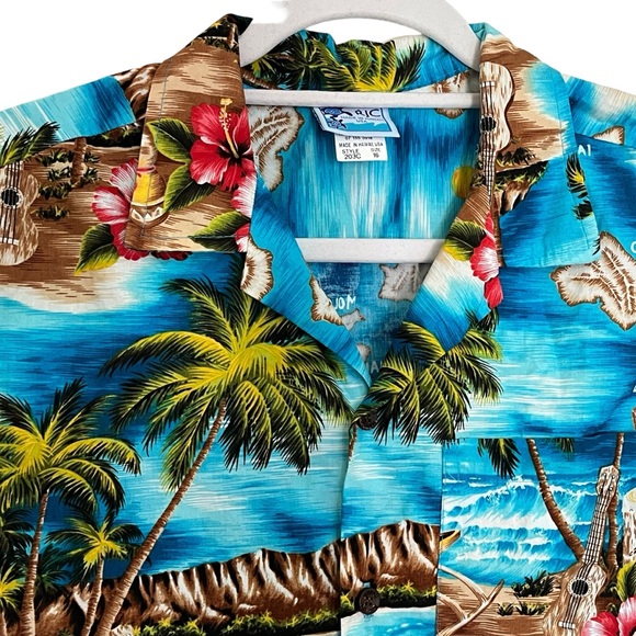 RJC Other - RJC Aloha Shirt Islands Map Hibiscus Ukulele Hawaii USA Made size 16boys‎